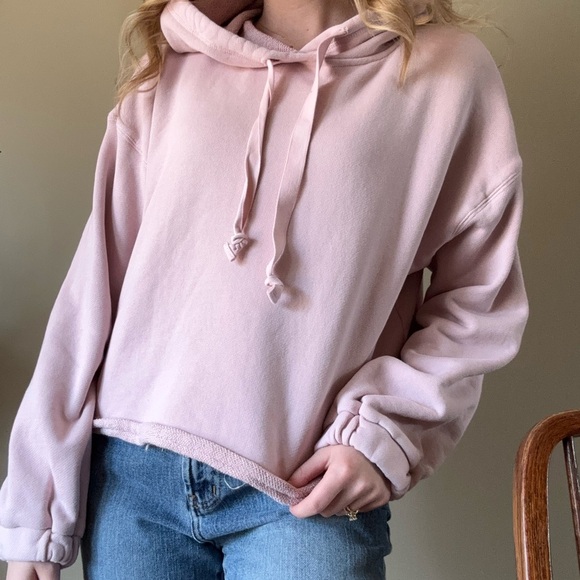 Pink Cropped Hoodie Sweatshirt - Picture 2 of 11
